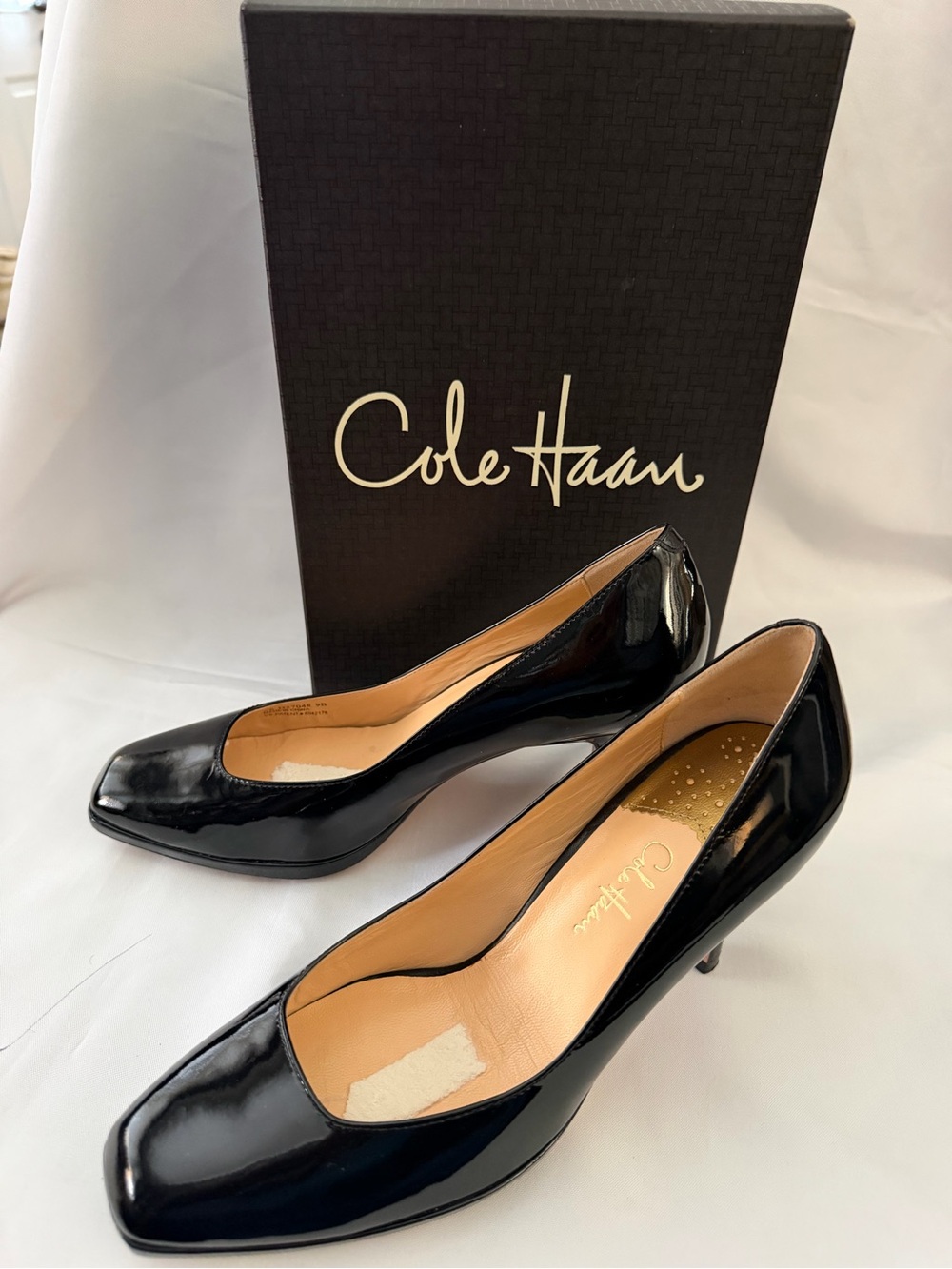 Cole Haan Black Patent Leather Square-Toe Pumps